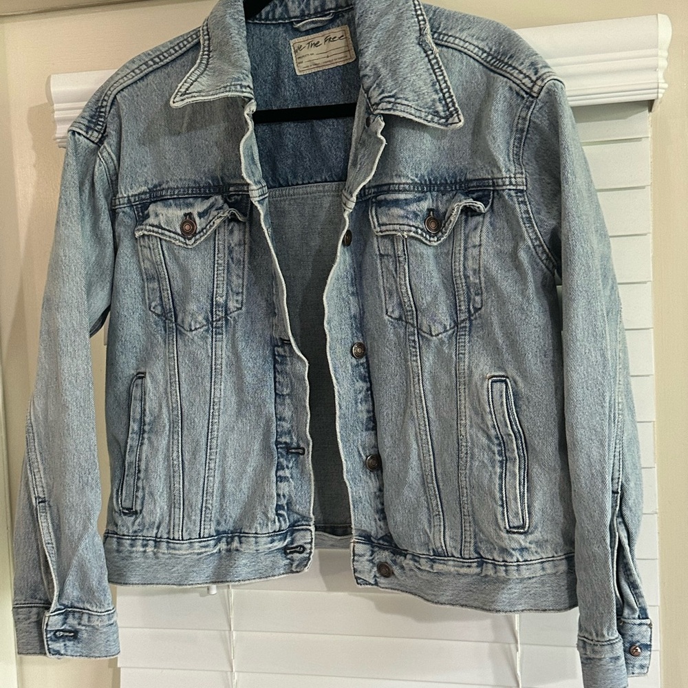 Free People Light Blue Jean Jacket